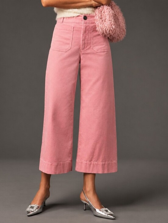 Maeve Pants - Maeve Colette Corduroy Crop Wide-Leg Pants 28
